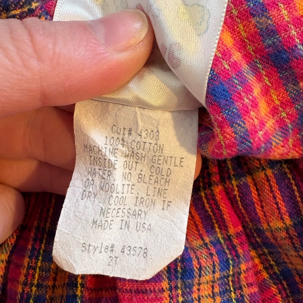 Vintage 90s 2T Cotton Collared Dress by Chicken Noodle Plaid Easter school photo - Picture 6 of 9